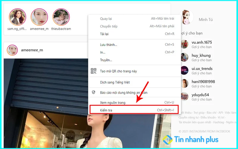 tải ảnh lên instagram trên trình duyệt cốc cốc