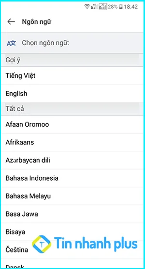 cách chỉnh ngôn ngữ facebook lite