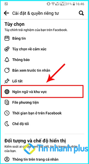 chuyển ngôn ngữ facebook trên điện thoại android