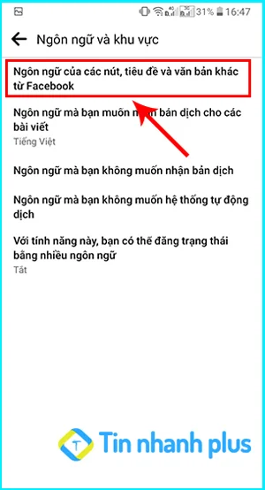hướng dẫn chuyển ngôn ngữ facebook trên smartphone