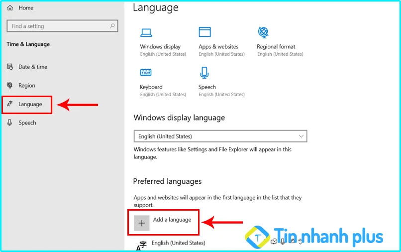 cách thay đổi ngôn ngữ trong win 10