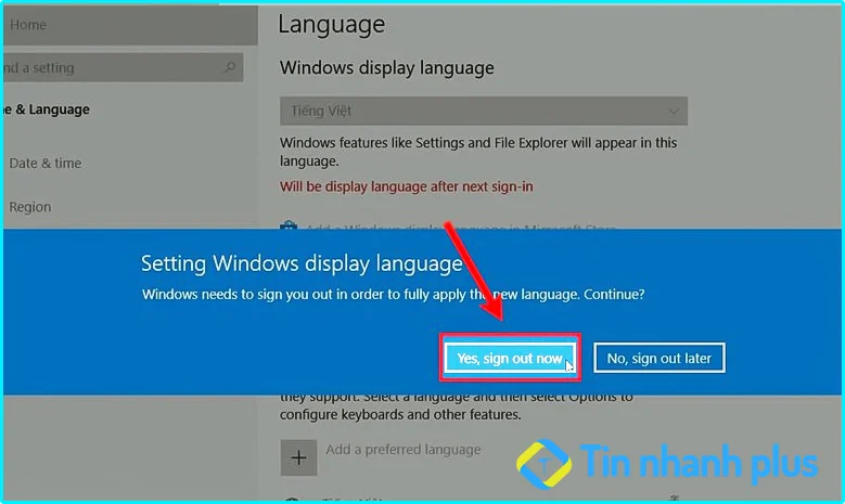 đổi ngôn ngữ máy tính win 10