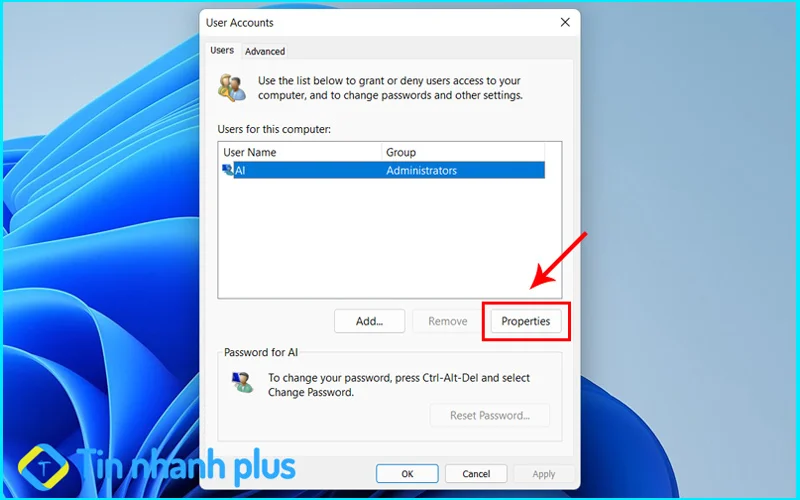hướng dẫn cách đổi tên user win 11 Netplwiz