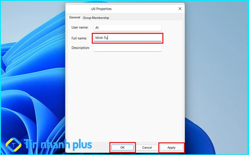 đổi tên user win 11