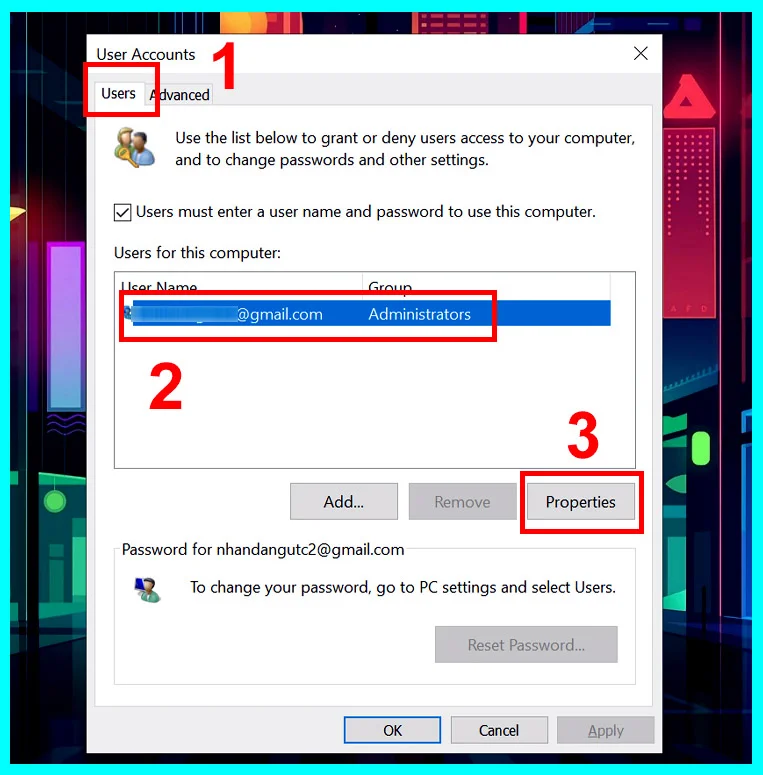 hướng dẫn đổi tên user win 10 bằng Netplwiz