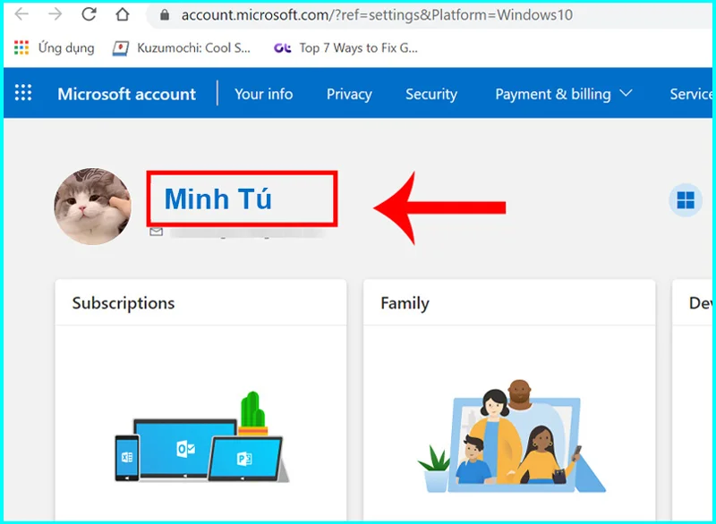 cách đổi tên user win 10 microsoft
