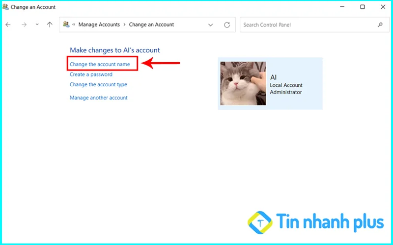 đổi tên user win 11 trên máy tính