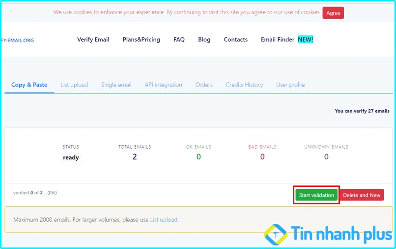 check email có tồn tại không bằng Verify-email