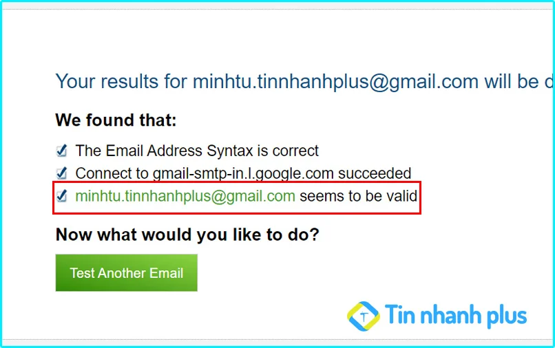 kiểm tra email có tồn tại hay không bằng Verifyemailaddress