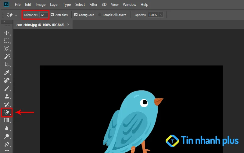 tách nền đen bằng công cụ Magic Eraser Tool