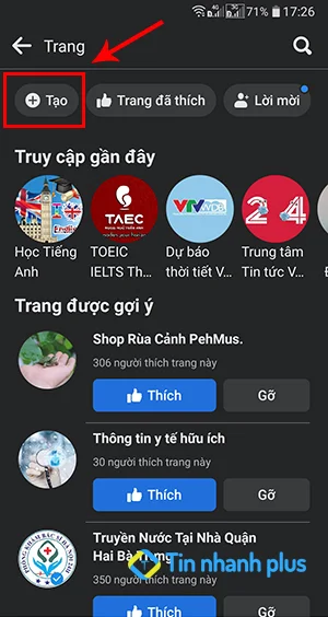 tạo trang địa điểm check in