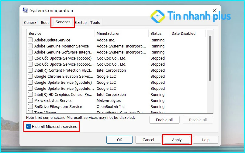 tắt ứng dụng chạy ngầm để tắt hoàn toàn máy tính