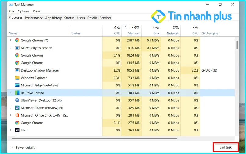 tắt hoàn toàn máy tính bằng task manager
