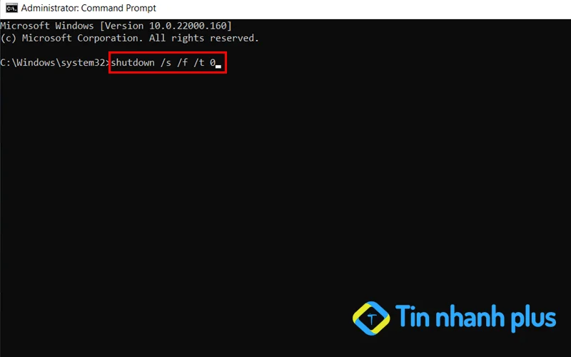 tắt hoàn toàn máy tính bằng Command Prompt