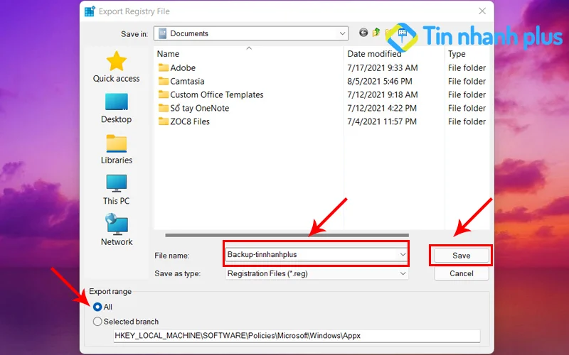 Registry Editor để tắt thông báo