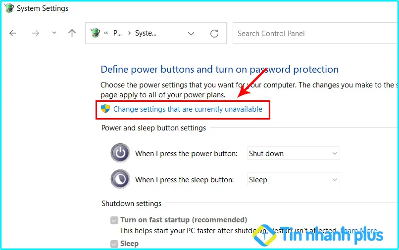 tắt chế độ Fast Startup