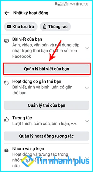xóa toàn bộ bài viết trên facebook lite