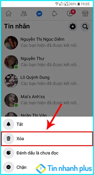 cách xóa tin nhắn trên Facebook lite