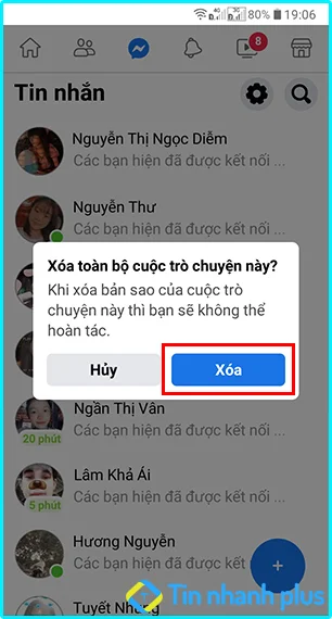 hướng dẫn xóa tin nhắn trên Facebook lite