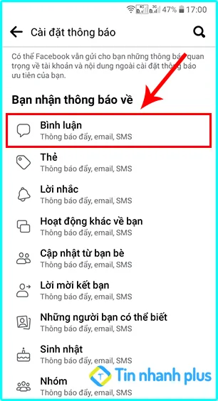 cách bật thông báo tại facebook