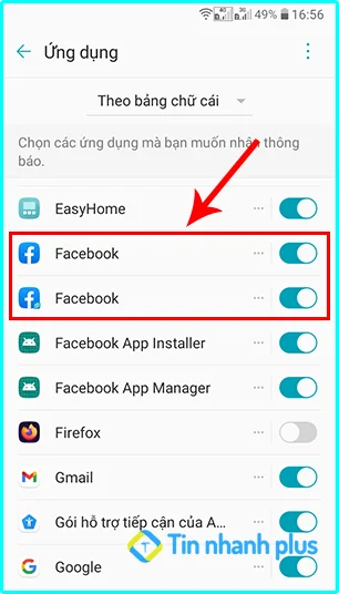 bật thông báo trên ứng dụng facebook bằng điện thoại