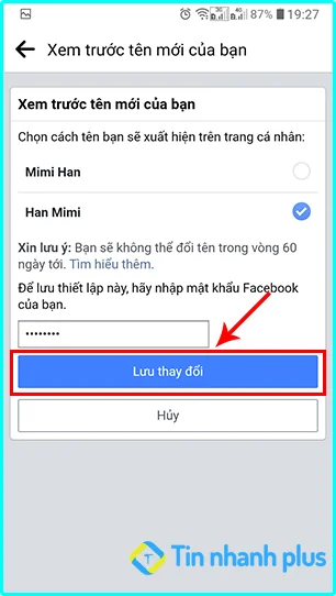 đổi tên facebook không phải tên thật