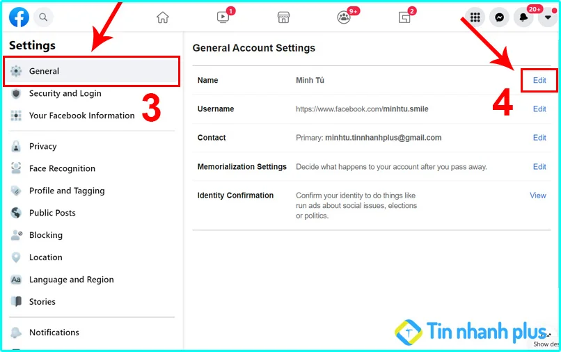 hướng dẫn thay đổi tên facebook không phải tên thật