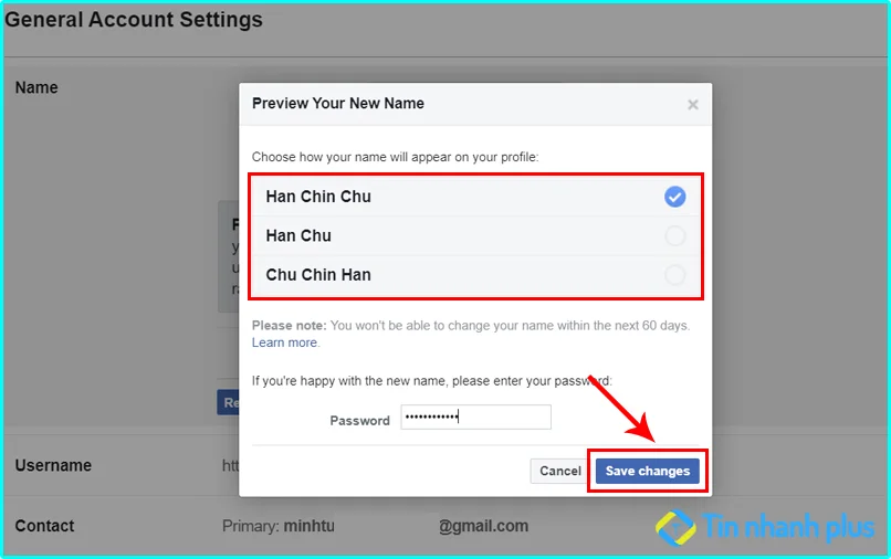 cách đổi tên trên Facebook không phải tên thật