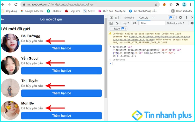 cách hủy lời mời kết bạn trên facebook bàng máy tính