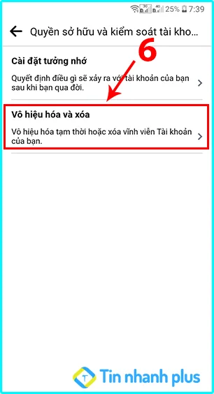 vô hiệu hóa tài khoản facebook trên android