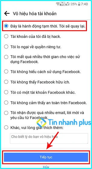 lý do vô hiệu hóa facebook điện thoại android