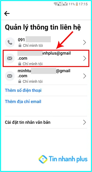 thay đổi email facebook