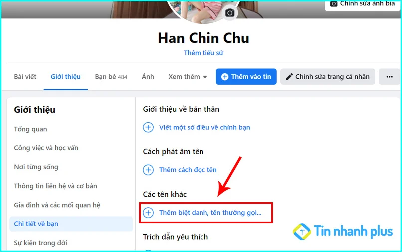 hướng dẫn cách thêm tên khai sinh trên facebbok