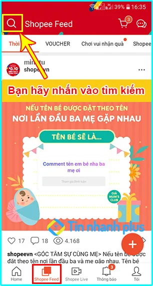 tìm bạn bè của mình trên shopee