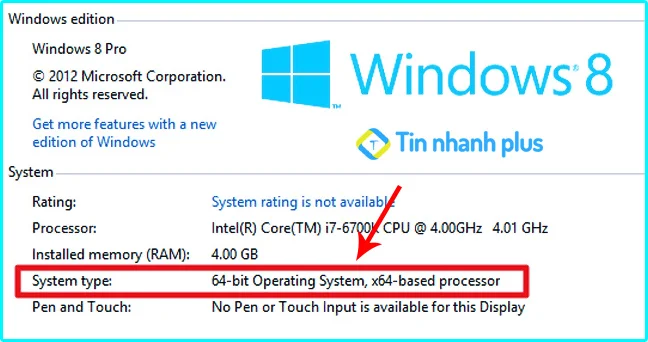 cách xem máy tính 32bit hay 64bit trên win 8, 8.1