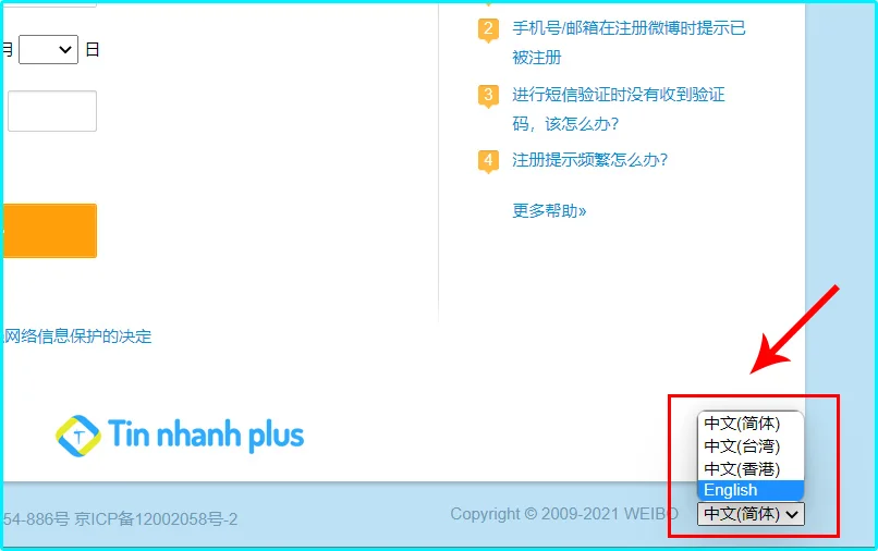 hướng dẫn cách đăng ký tài khoản weibo bằng gmail