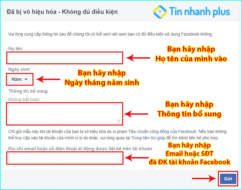 mở khóa facebook đã vô hiệu hóa không đủ điều kiện