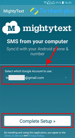 theo dõi tin nhắn trên điện thoại android bằng phân mềm Mightytext