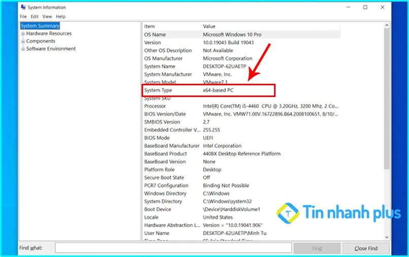 hướng dẫn cách xem máy tính đang chạy 32bit hay 64bit trên System Information
