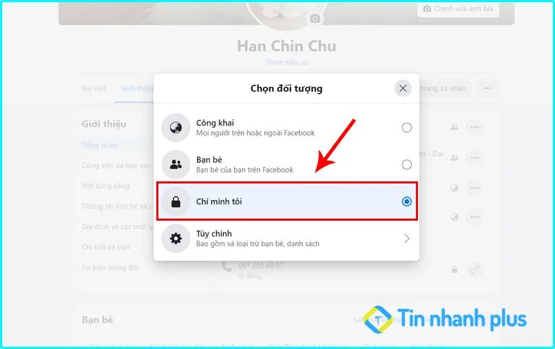 ẩn số điện thoại trên facebook bằng máy tính