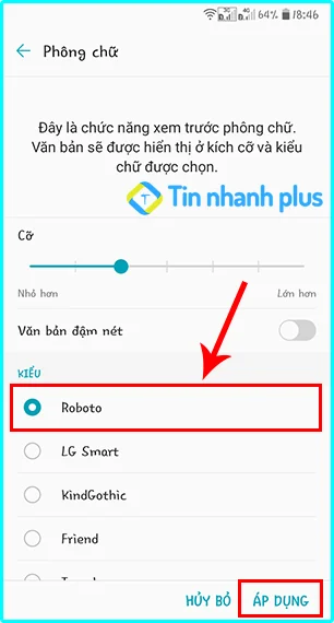 cách đổi font chữ trên điện thoại android