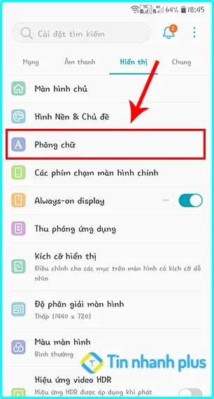 cách đổi font chữ trên điện thoại