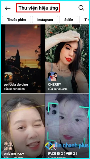tìm kiếm filter trên instagram