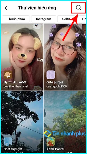 tìm kiếm filter trên instagram