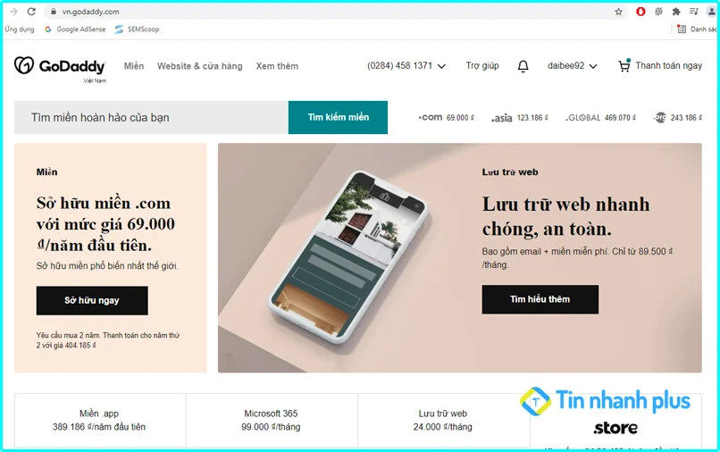 hướng dẫn cách mua tên miền tại godaddy