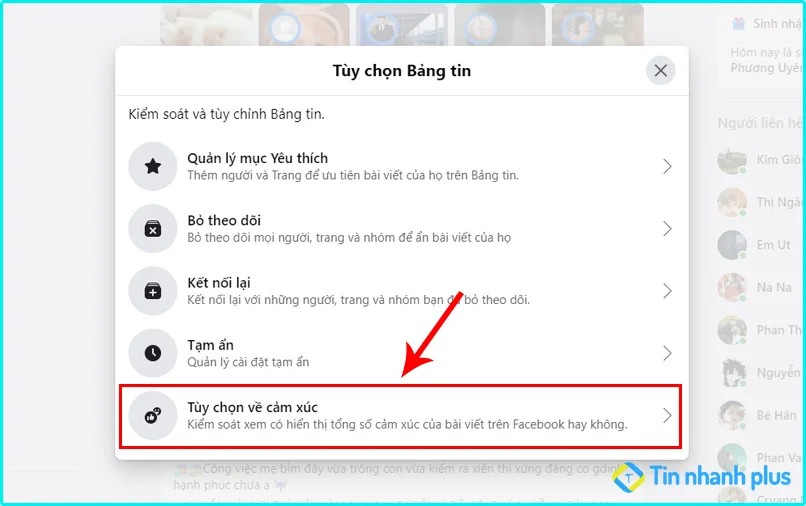 ẩn like facebook bằng máy tính