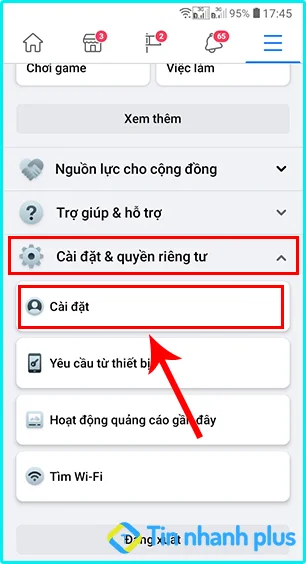 ẩn lượt like facebook bằng điện thoại