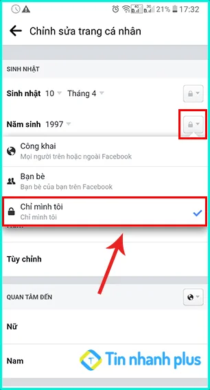 ẩn ngày sinh trên facebook trên điện thoại