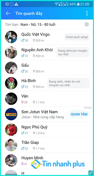 tìm bạn quanh đây trên zalo