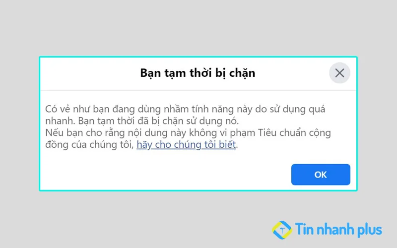 Lỗi Facebook tạm thời bạn bị chặn thao tác này